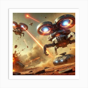 Hover Assault Vehicles Engaging Enemy Light Armor Art Print