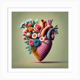 A Human Heart Half Of Which Is Flowers Spring Art Print