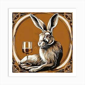 Hare With A Glass 1 Art Print