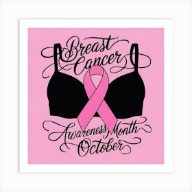 Women Breast Cancer Awareness background in Pink Ribbon international symbol for month October clipart and poster clipart and wall art 12 Art Print