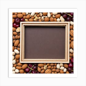 Photo Frame With Nuts And Cherries Art Print