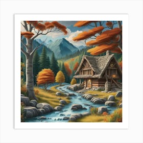 Describe A Serene Autumn Landscape With Vibrant (23) (1) Art Print