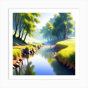 River In The Forest 28 Art Print