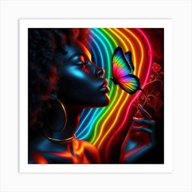 Beautiful Black Woman With A Butterfly Art Print