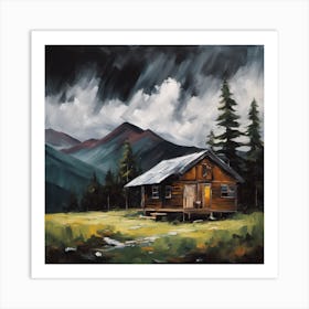 716198 Acrylic Painting Of A Mountain Landscape, With A S Xl 1024 V1 0 Art Print