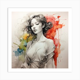 Watercolor Of A Woman 5 Art Print