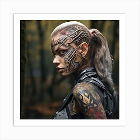 Portrait Of A Woman With Tattoos Art Print