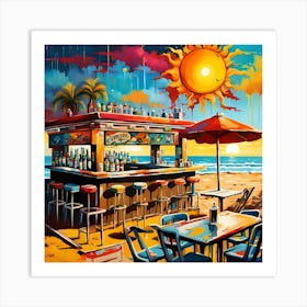 Sun Kissed 60s Vibes At The Beach Bar Oasis 1 Art Print