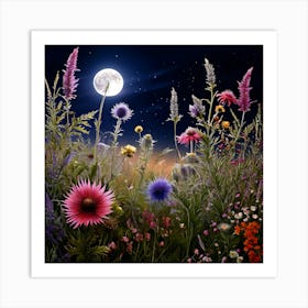 Wildflowers At Night Art Print