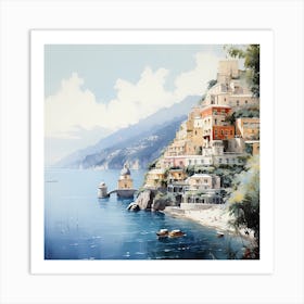 Serene Spectacle: Positano's Vibrancy in Watercolour Art Print