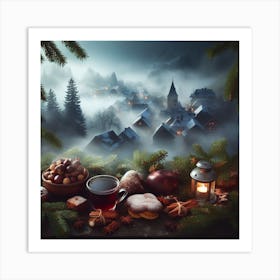 Christmas Village Stock Videos & Royalty-Free Footage Art Print