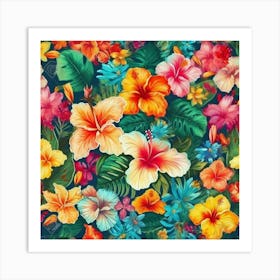 Hawaiian Floral Pattern Art Print