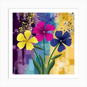 Flowers with Abstract Background Art Print
