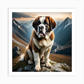 St Bernard Dog 70 Art Print