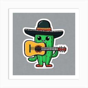 Cactus With Guitar 12 Art Print