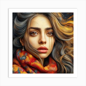 Portrait Of A Woman With Tears Art Print