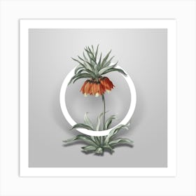 Vintage Fritillaries Minimalist Botanical Geometric Circle on Soft Gray n.0510 Art Print