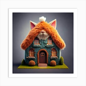 Firefly House, Cat, Shape, Whimsical, Unique, Creative, Feline, Architecture, Playful, Charming, Coz (2) Art Print