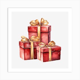 Watercolor Christmas Gift Boxes 7 Art Print