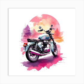 Watercolor Motorcycle Illustration Art Print
