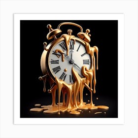 Golden Alarm Clock Art Print