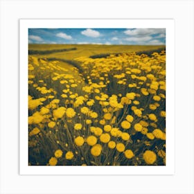 Yellow Flowers In A Field 12 Art Print