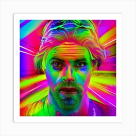 Man In Neon Colors Art Print