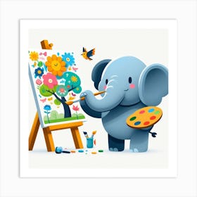 Cartoon Elephant Painting 2 Art Print