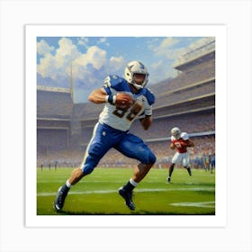 Breakthrough Play Football Athlete in Full Gear Art Print