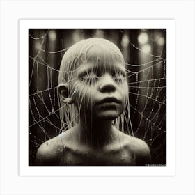 Child Covered In Spider Webs Art Print