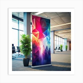 Roll Up Banner In Office Interior Art Print