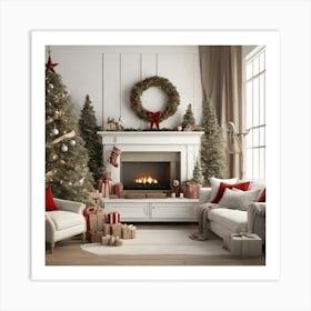 Christmas Living Room Art Print