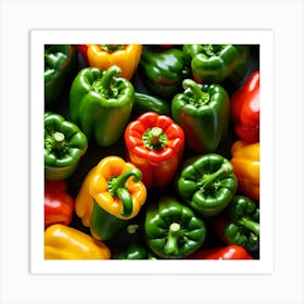 Colorful Peppers On Black Background 10 Art Print