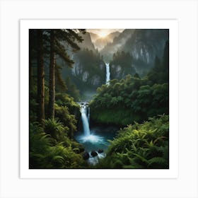 Waterfall In The Forest 6 Art Print