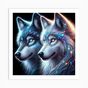 Electric Fantasy Wild Wolf Face 6 Art Print