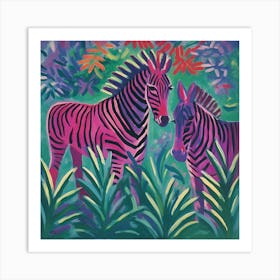 Zebras In The Jungle 1 Art Print