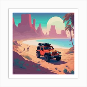 Jeep On The Beach 1 Art Print