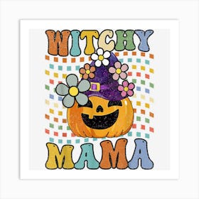 Witchy Mama Retro Groovy Halloween 70s 80s Mom Witch Costume Art Print