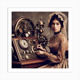 It's about time 1/4 (Beautiful woman  female classic time machine travel  memories dreams art AI Victoria sci-fi doctor who)  Art Print