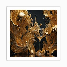 Gold Splashes Art Print