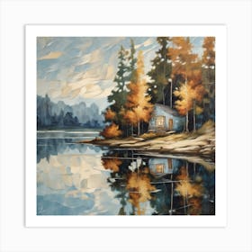 Cabin By The Lake Art Print