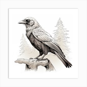 Sketch Raven Art Print