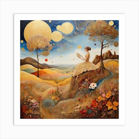 Girl In A Field Art Print