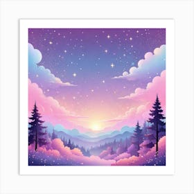 Sky With Twinkling Stars In Pastel Colors Square Composition 172 Art Print