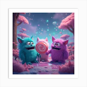 Monsters And Lollipops Art Print