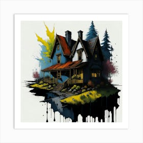 Colored House Ink Painting (33) Art Print