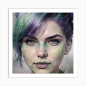 Sexy Girl With Green Hair Art Print