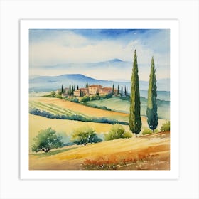 Watercolor Of Tuscany Art Print