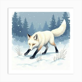 Fox In The Snow 2 Art Print