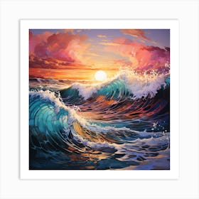 Sunset Over The Ocean 1 Art Print